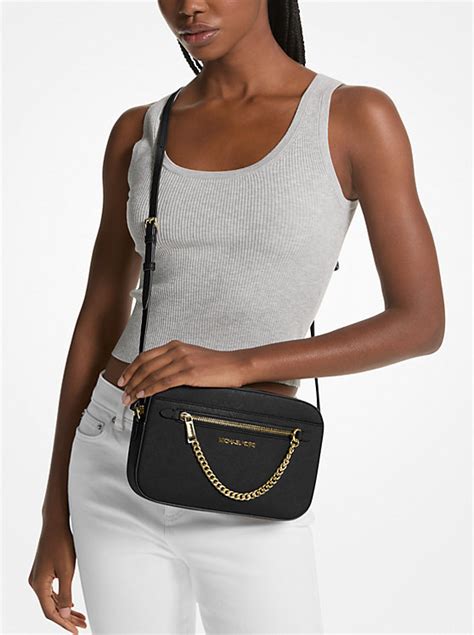 michael michael kors jet set small saffiano leather crossbody bag|Michael Kors jet set charm.